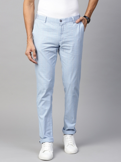 

Blackberrys Men Blue Slim Fit Checked Regular Trousers