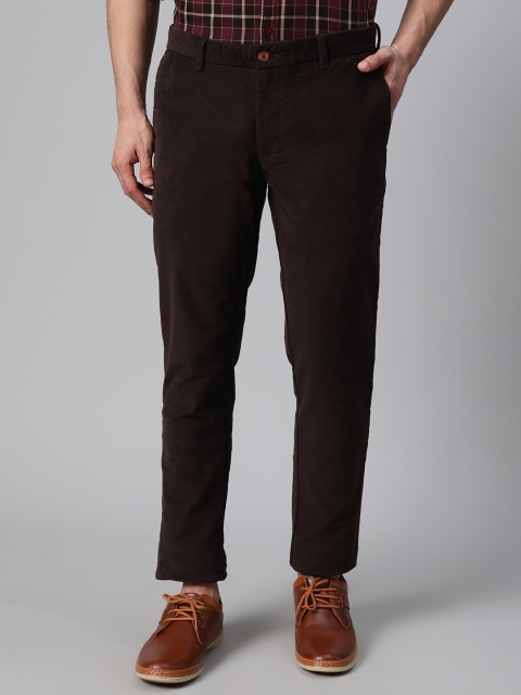 

Blackberrys Men Coffee Brown Sharp Slim Fit Self Design Regular Trousers