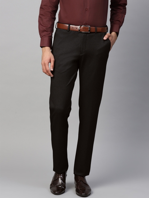 

Blackberrys Men Black & Burgundy Skinny Fit Self Design Formal Trousers