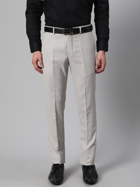 

Blackberrys Men Off-White B-95 Slim Fit Textured Formal Trousers