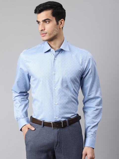 

Blackberrys Men Blue Smart Fit Geometric Ditsy Patterned Formal Shirt