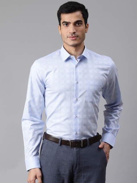 

Blackberrys Men Blue Slim Fit Self-Checked Formal Shirt
