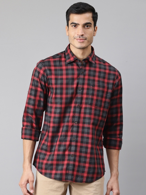 

Blackberrys Men Red & Black Slim Fit Checked Casual Shirt