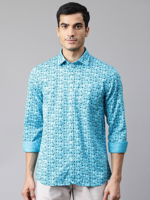 

Blackberrys Men Blue & White Slim Fit Floral Printed Casual Shirt