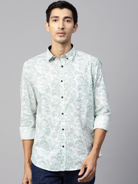 

Blackberrys Men White & Green Slim Fit Printed Casual Shirt