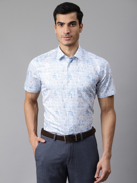 

Blackberrys Men White & Blue India Slim Fit Printed Smart Casual Shirt