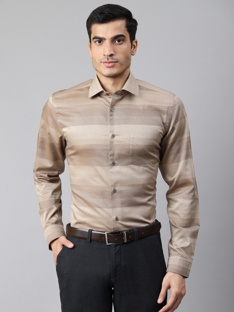 

Blackberrys Men Beige Slim Fit Self-Striped Formal Shirt