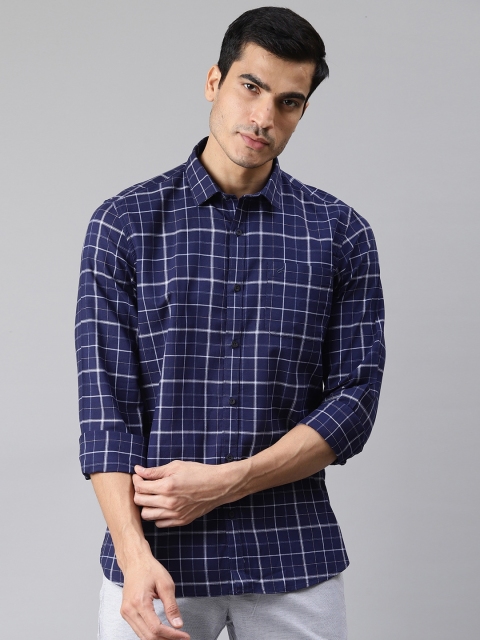 

Blackberrys Men Navy Blue & White Slim Fit Checked Casual Shirt