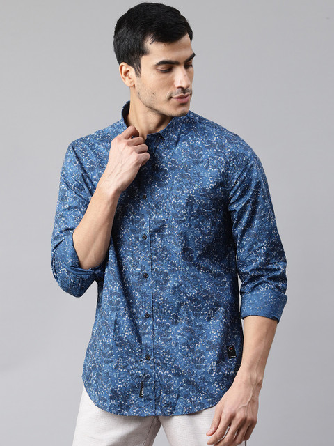

Blackberrys Men Blue & Black Slim Fit Printed Casual Shirt