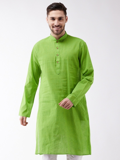 

VASTRAMAY Men Green Solid Straight Handloom Kurta