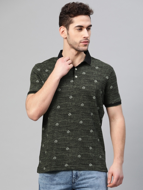 

Blackberrys Men Black & Green Printed Polo Collar T-shirt