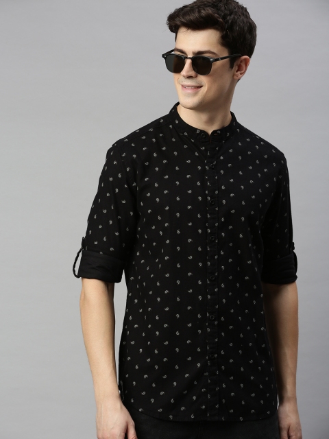 

HERE&NOW Men Black Slim Fit Printed Casual Shirt