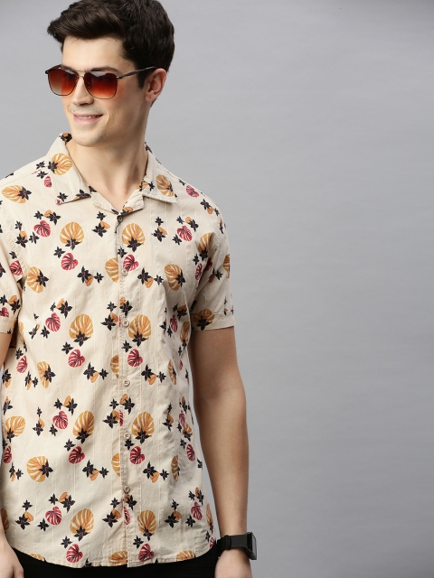 

HERE&NOW Men Beige Slim Fit Printed Casual Shirt