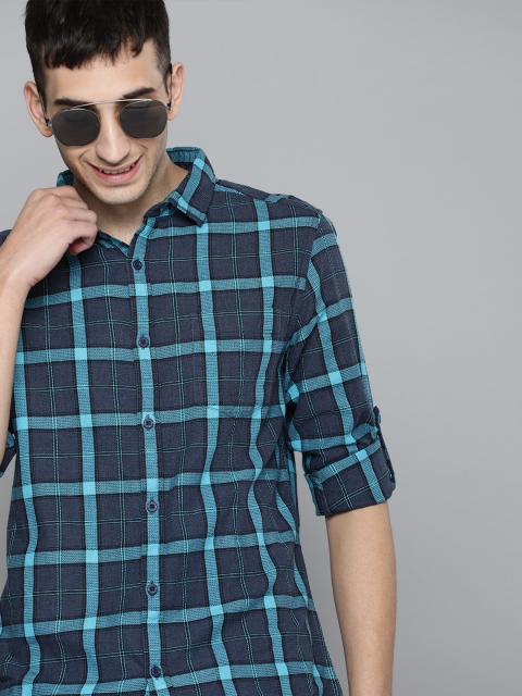 

HERE&NOW Men Blue Slim Fit Checked Casual Shirt