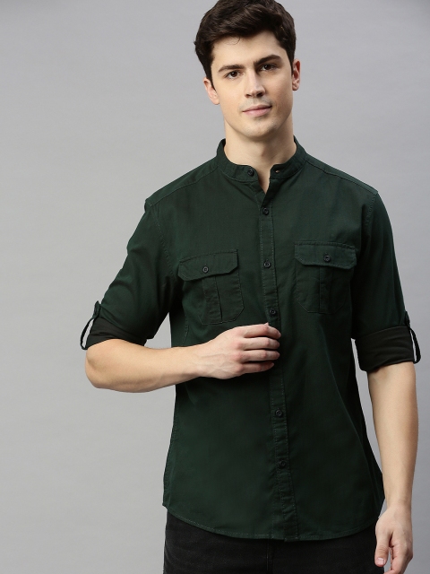 

HERE&NOW Men Green Slim Fit Solid Casual Shirt
