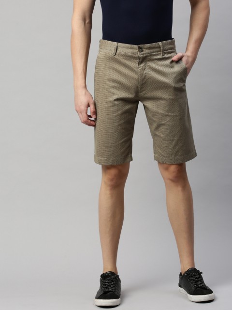 

Indian Terrain Men Beige & Brown Printed Slim Fit Chino Shorts