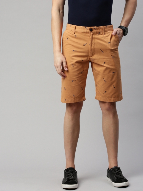 

Indian Terrain Men Orange Printed Slim Fit Chino Shorts