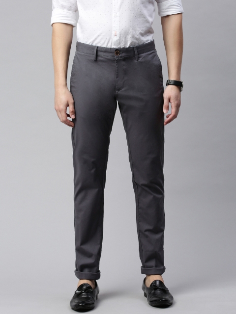 

Indian Terrain Men Charcoal Grey Brooklyn Slim Fit Solid Chinos