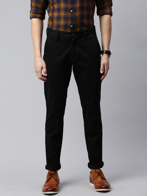 

Indian Terrain Men Black Brooklyn Slim Fit Solid Chinos
