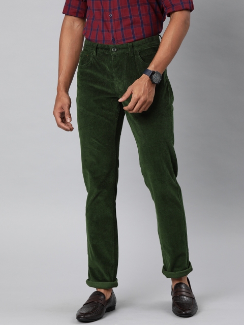

Indian Terrain Men Olive Green Brooklyn Slim Fit Solid Regular Trousers