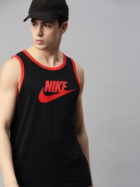 

Nike Men Black Brand Logo Printed NSW TANK FUTURA ICON T-shirt