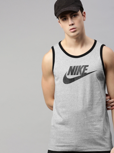 

Nike Men Grey TANK FUTURA ICON FS Printed Round Neck T-shirt