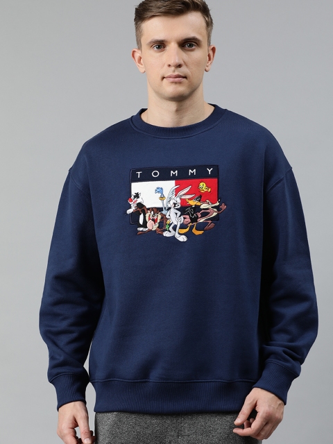 

Tommy Hilfiger Men Navy Blue Looney Tunes Embroidered Pullover Sweatshirt