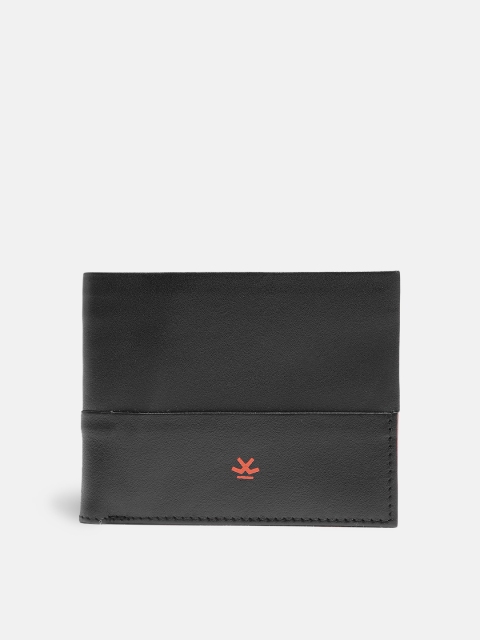 

WROGN Men Black Solid Two Fold Leather Wallet