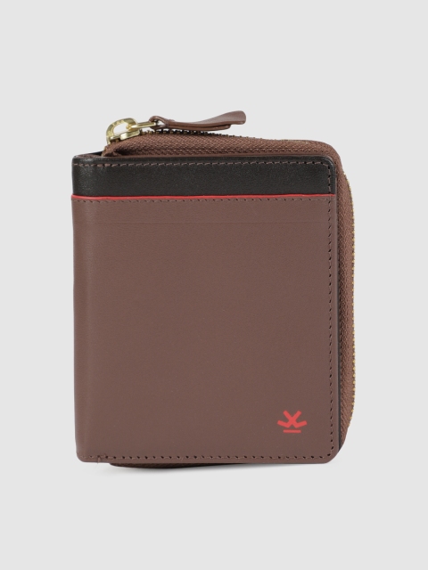 

WROGN Men Brown Solid Zip Around Wallet