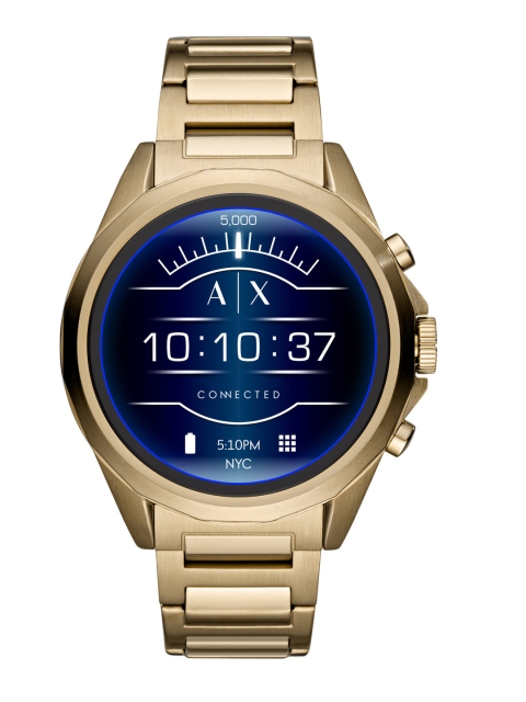 

Armani Exchange Men Gold-Toned & Navy Blue Drexler Smartwatch AXT2001