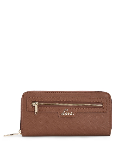 

Lavie Women Brown Solid Zip Around Wallet