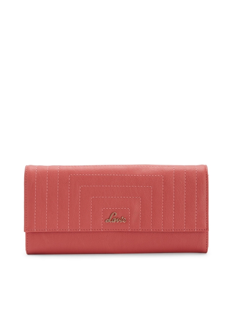 

Lavie Women Coral Pink Solid Two Fold Wallet