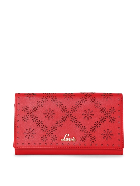 

Lavie Women Red Cut-Out Design Three Fold Wallet