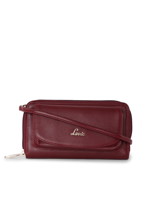 

Lavie Women Maroon Solid Zip Around Wallet