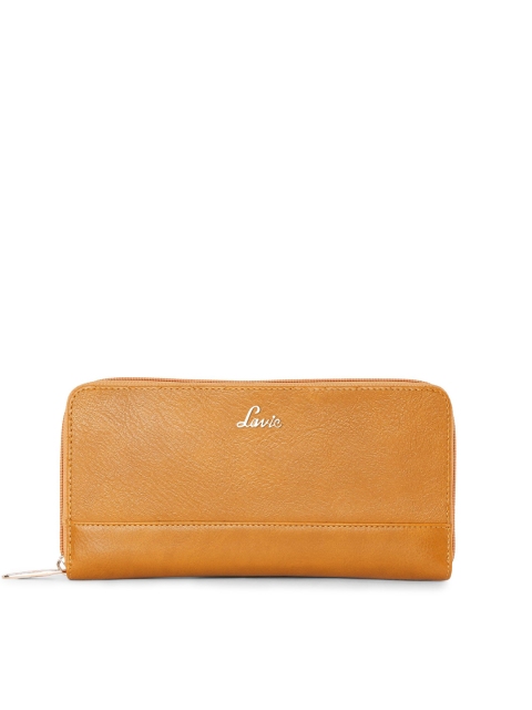 

Lavie Women Yellow Textured Zip Around Wallet