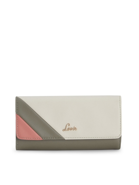 

Lavie Women Olive Green & Beige Colourblocked Two Fold Wallet