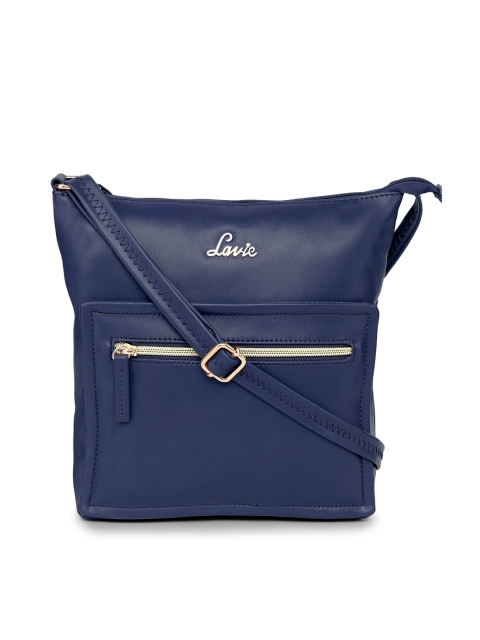 

Lavie Navy Blue Solid Hobo Bag