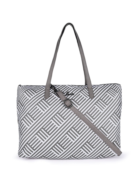 

Lavie Grey & White Striped Handheld Bag