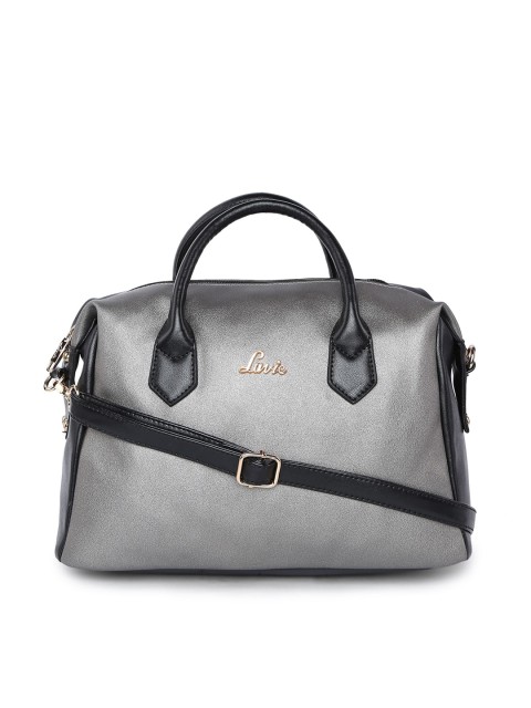 

Lavie Silver-Toned & Black Solid Handheld Bag