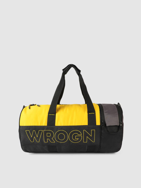 

WROGN Unisex Yellow & Black Colourblocked Windbreaker Duffel Bag