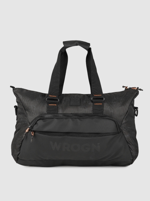 

WROGN Unisex Black Printed Duffel Bag