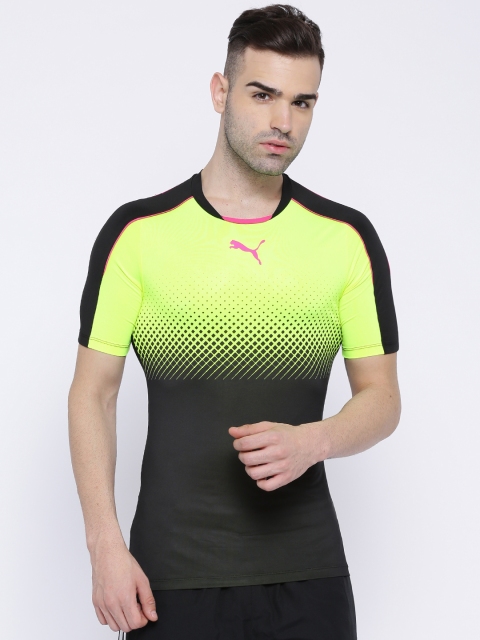 

PUMA Black & Fluorescent Green Printed T-shirt