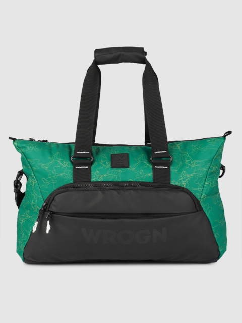 

WROGN Unisex Green & Black Colourblocked Duffel Bag