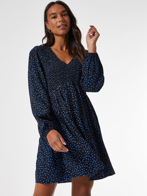 

DOROTHY PERKINS Women Black & Blue Printed Empire Dress