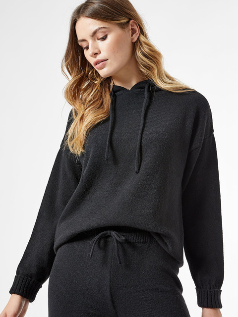 

DOROTHY PERKINS Women Black Solid Hooded Lounge Sweatshirt