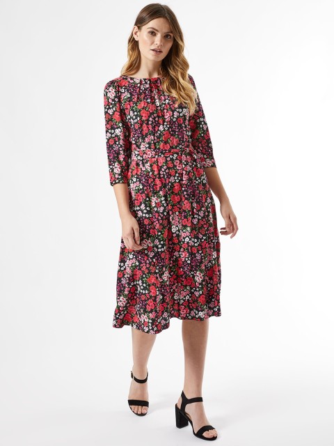 

DOROTHY PERKINS Women Black & Pink Floral Printed A-Line Dress