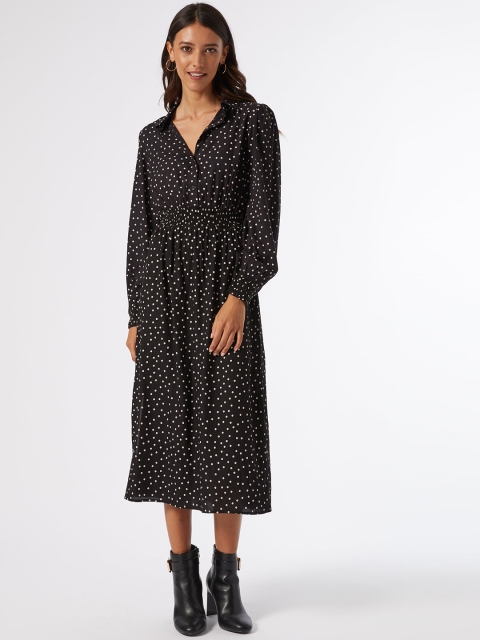 

DOROTHY PERKINS Women Black & White Polka Dot Print Shirt Dress