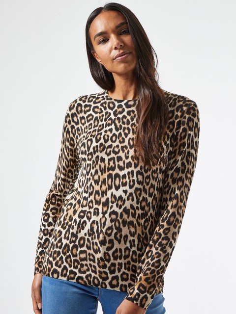 

DOROTHY PERKINS Women Beige Animal Patterned Pullover