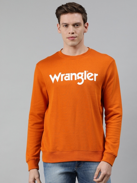 

Wrangler Men Orange & White Printed Sweatshirt