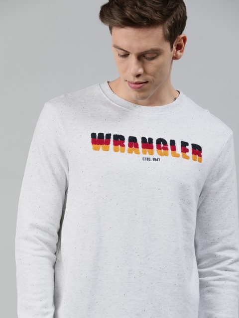 

Wrangler Men Grey Melange Printed Sweatshirt